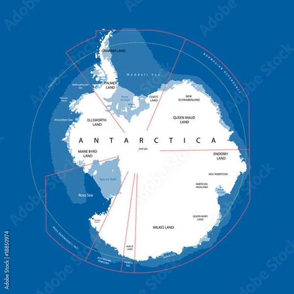 Fototapeta Mapa wektorowa Antarktydy