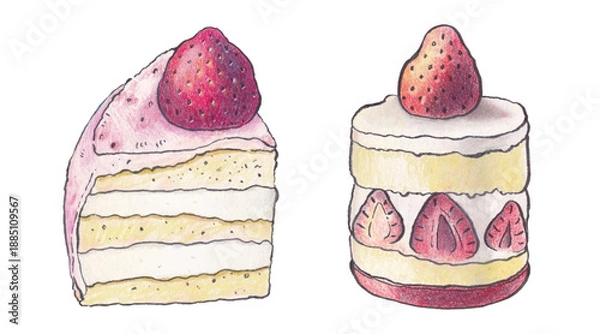 Obraz Bakery cake dessert watercolor design elements