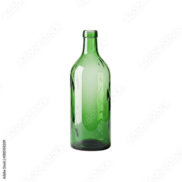 Obraz Empty Green Wine Bottle on Transparent Background