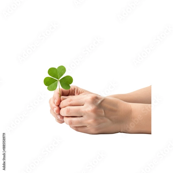Obraz Hands holding a three leaf clover
