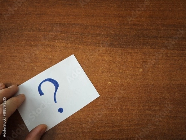 Obraz Exploring decision making with question marks on cards for problem solving and choice