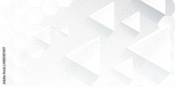 Fototapeta Abstract triangle technology style geometric shape background, simple white background image.