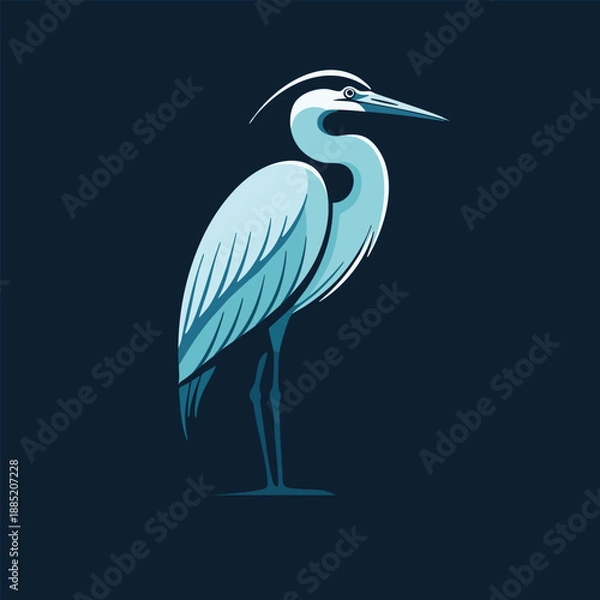 Obraz Standing Heron Bird Illustration