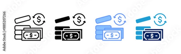Obraz cash flow icon set multiple style collection