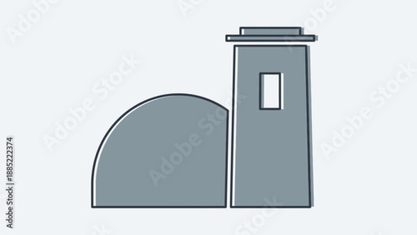 Obraz Simple Gray Iconic Building Illustration