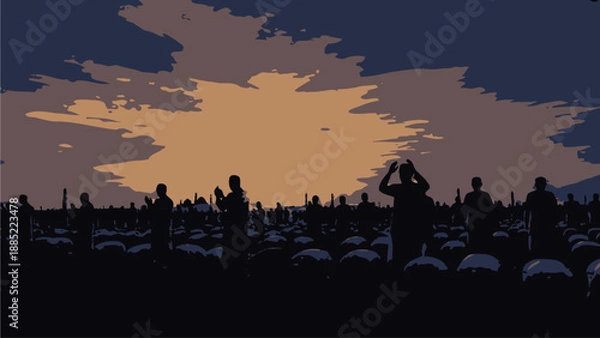 Obraz Silhouetted Crowd at Sunset