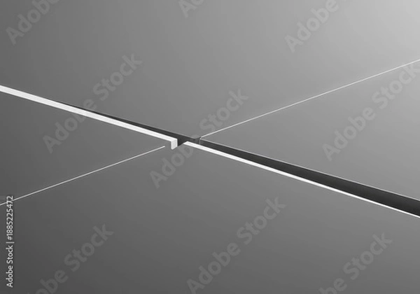 Obraz A single, sharp white line cutting across a solid grey background, emphasizing negative space and fundamental geometry ,visual ,pattern ,sharp