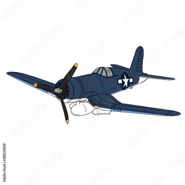 Fototapeta Original color computer illustration of a vintage WW2 fighter aircraft.