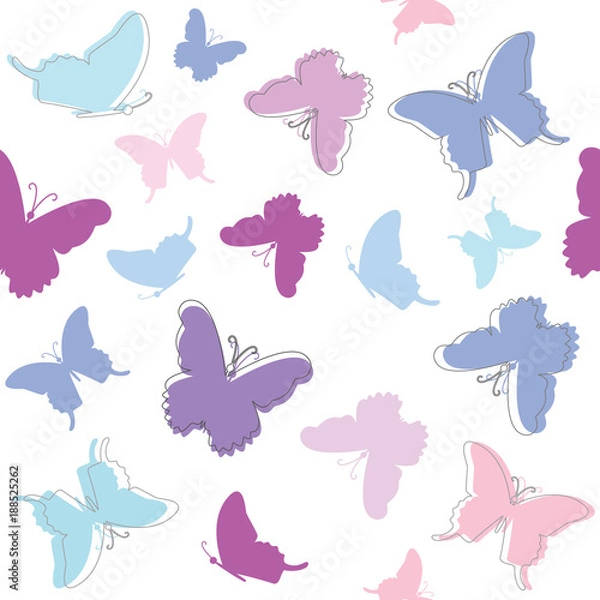 Fototapeta Seamless pattern background with butterflies.