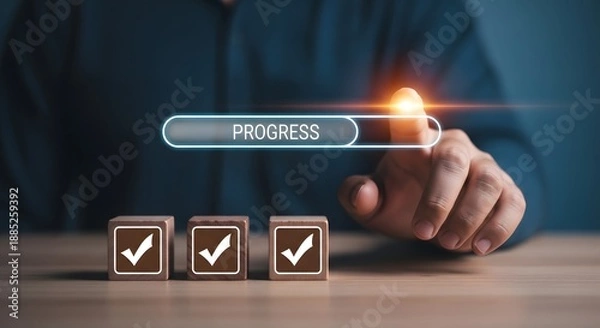 Obraz Sparking future progress a person igniting a digital progress bar