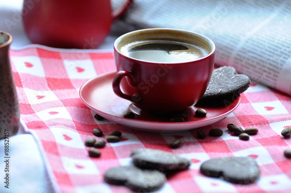 Obraz  Coffee in a red cup