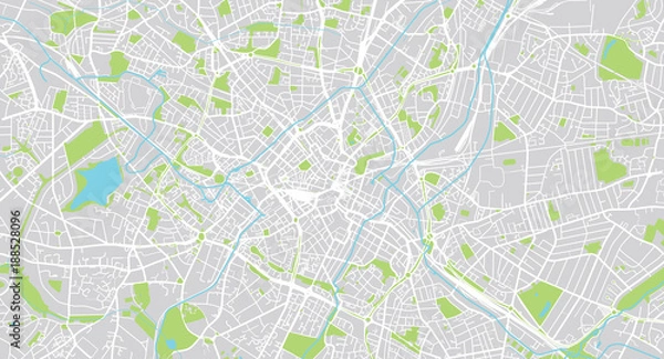 Fototapeta Mapa miasta miejskiego wektor Birmingham w Anglii