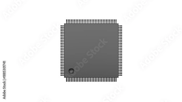 Fototapeta Microchip on Black Background