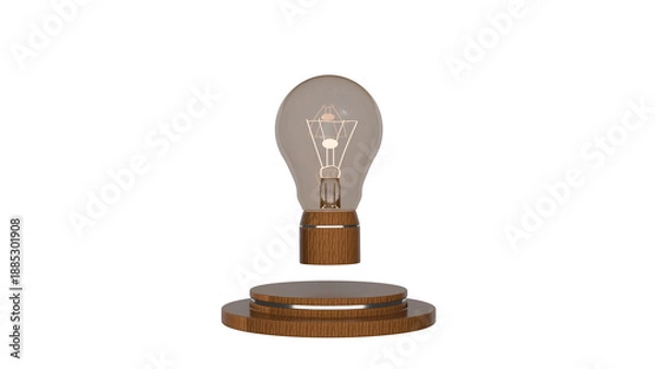 Fototapeta Levitating Light Bulb on Black Background