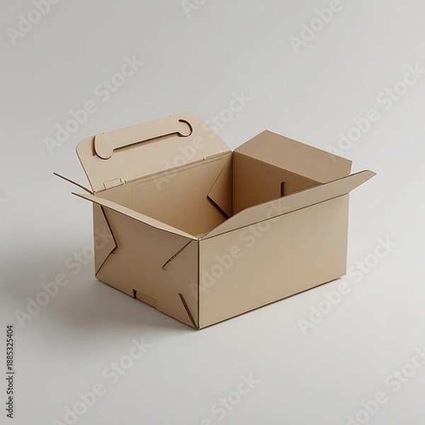 Obraz Dynamic Shot Blank Folding Box (carton) Process Being Assembled Isolated