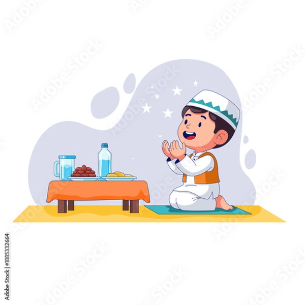 Obraz Muslim Boy Praying Iftar