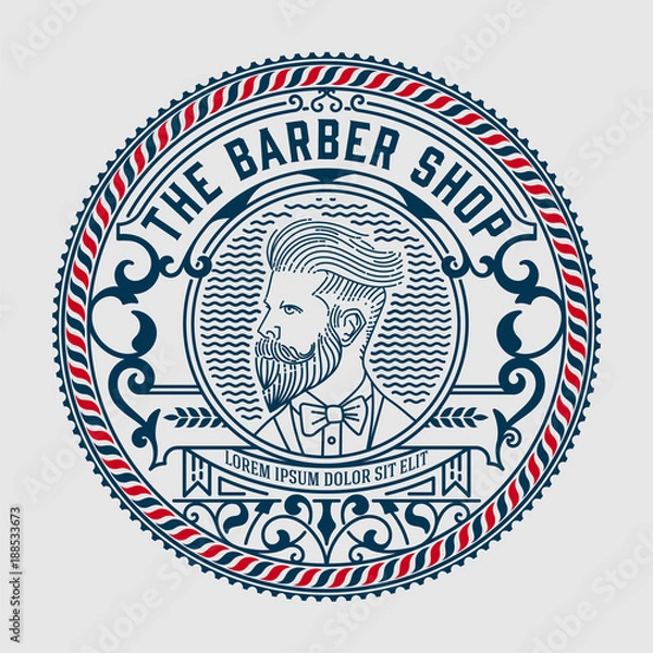 Obraz Barber shop logo with hipster man