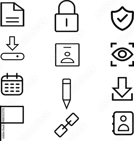 Obraz Minimal Line Icon Set UI UX Interface Symbols Outline Vector Pack