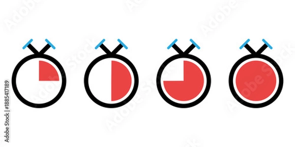 Fototapeta Stopwatch vector set, timers vector illustration,countdown circle clock counter.