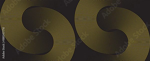 Obraz Abstract black background with yellow circle lines. Digital future technology concept. vector