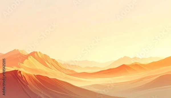 Fototapeta 暖色グラデーションに包まれたミニマルな砂漠風景
