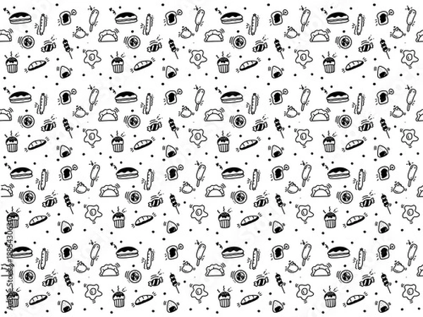 Fototapeta Doodle Food Fun Pattern