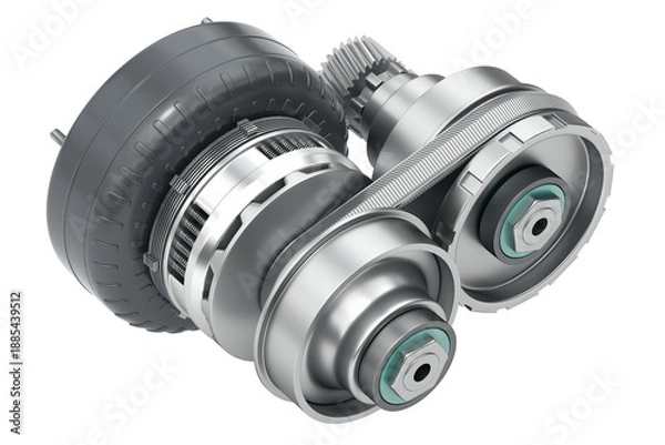 Obraz Continuously variable transmission (CVT) isolated on white background - 3D illustration 
