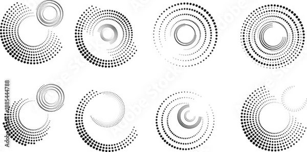 Obraz Halftone dots in circle form. round logo . vector dotted frame . design element
