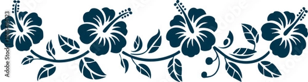Fototapeta Botanical Hibiscus Scroll Border