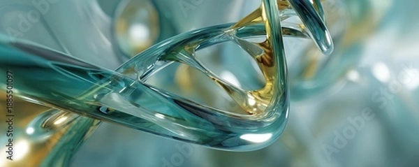 Obraz Abstract fluid metallic shapes twisting in dynamic motion