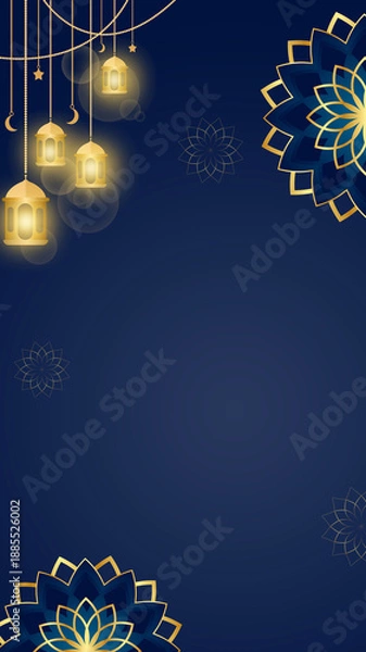 Obraz Elegant Islamic Lantern Mandala Background for Ramadan and Eid Vertical Design Use