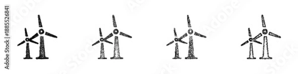 Obraz Sketch wind farm icon design set