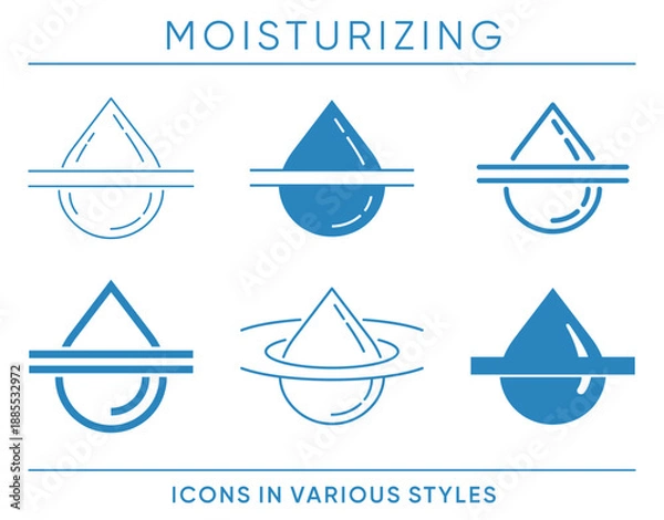 Obraz Moisturizing feature icon in various graphic styles
