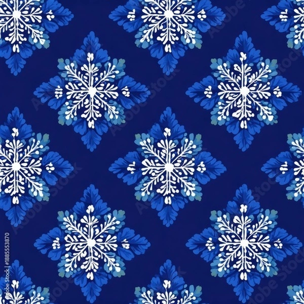 Obraz Elegant blue floral pattern on a dark background.