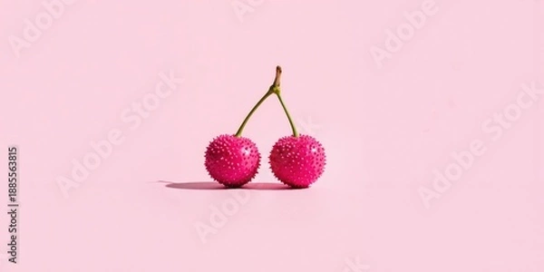 Obraz two cherries on a pink background