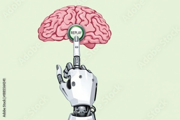 Obraz a robot holding a brain with a green background