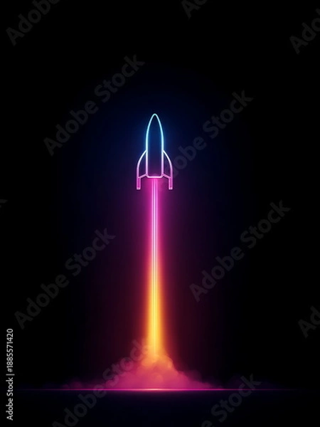 Obraz a neon rocket launching