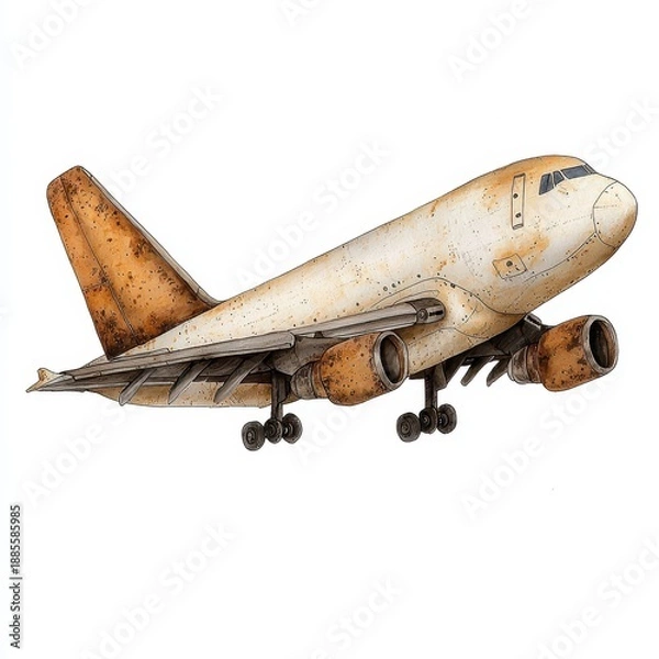 Obraz Rusty Airplane Isolated on White Background