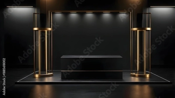 Fototapeta Luxury Showcase Platform Dark Background,