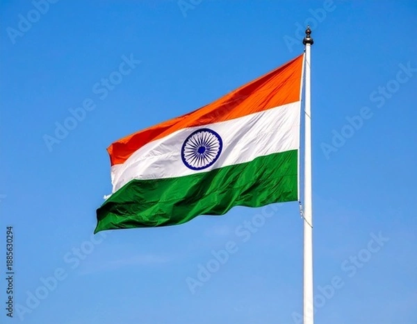 Obraz Indian Flag Flying Under Clear Blue Sky