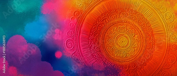 Obraz Bright rangoli pattern with circular pattern and vibrant hues  
