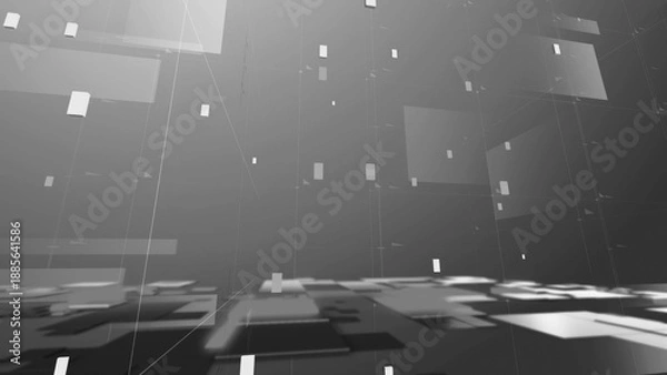 Fototapeta High-Tech Big Data Visualization with Glowing Black White Elements and Perspective