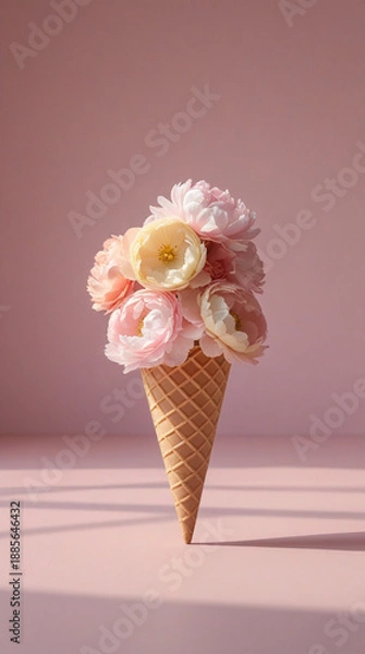 Obraz ice cream cone with flower