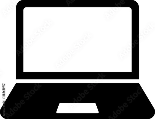 Obraz シンプルなモノクロのノートパソコンのシルエットアイコン