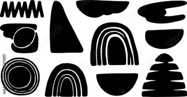 Obraz Boho doodle elements collection with rainbows, circles and geometric forms