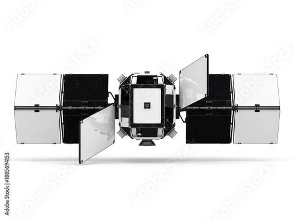 Fototapeta 빛나는 위성이 우주 공간을 항해하다