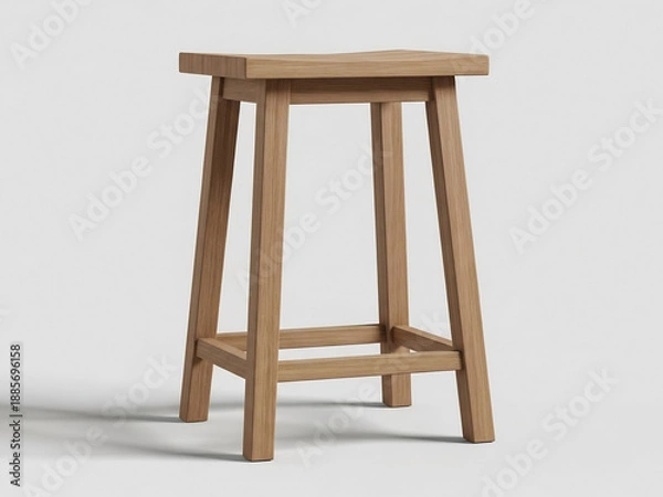 Fototapeta 나무 스툴, 밝은 조명 아래 심플하게 놓이다