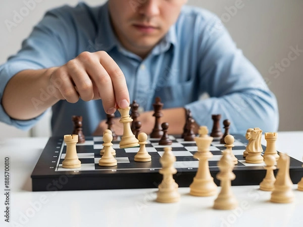 Fototapeta 체스 두는 남자, 전략적으로 움직이다