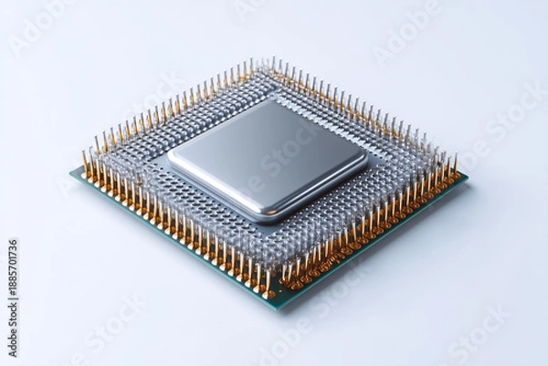 Fototapeta Modern CPU Computer Processor Chip Isolated on White - High-Resolution Technology Component