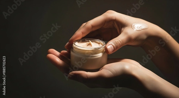 Fototapeta 부드러운 손길, 은은한 크림빛 피부 관리